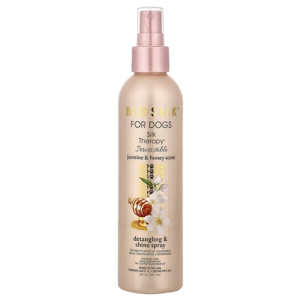 Biosilk, Silk Therapy®, Detangling & Shine Spray, For Dogs, Jasmine & Honey, 8 fl oz (237 ml)