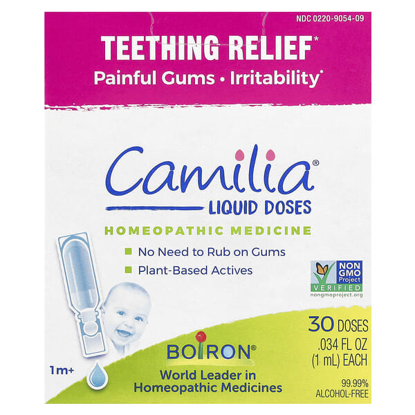Boiron, Camilia®, Шүд гарах үеийн тайвшруулагч, 1 сар+, 30 тун, тус бүр 0.034 fl oz (1 ml)