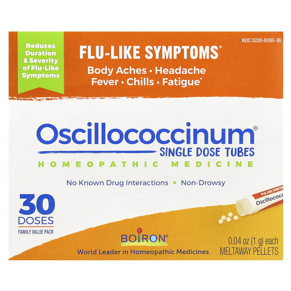 BoТөмөр, Oscillococcinum, Single тун Tubes, Flu-Like Symptoms, Ages 2+, 30 Meltaway Pellets , 0.04 oz (1 g) тус бүр