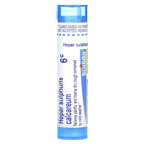 BoТөмөр, Hepar Sulphuris Calcareum, 6C, Dry Cough Relief, Approx 80 Pellets