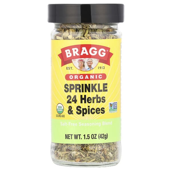 Bragg, органик, Sprinkle 24 Herbs & Spices, Salt-Free Seasoning Blend, 1.5 oz (42 g)