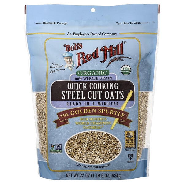 Bob's Red Mill, Organic Quick Cooking Steel Cut Oats, 1 lb 6 oz (624 g)