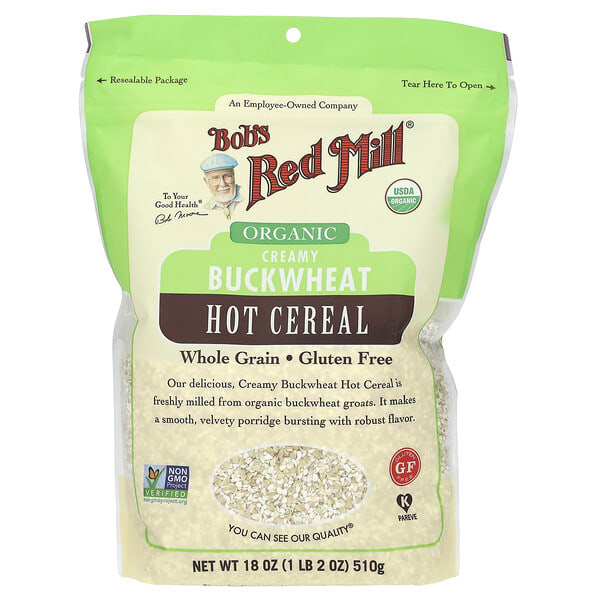 Bob's Red Mill, Organic Creamy Buckwheat Hot Cereal, бүтэн Grain, Gluten Free, 18 oz (510 g)