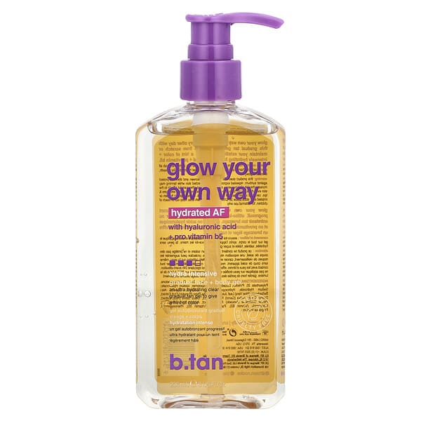 b.tan, Glow Your Own Way, Hydrated AF, Gradual Face + Body Gel, 8 fl oz (236 ml)