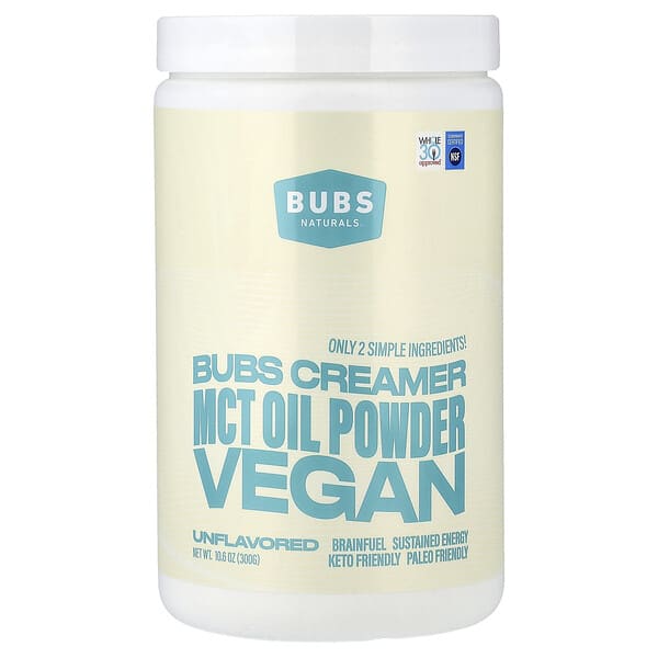 BUBS Naturals, Bubs Creamer, MCT Oil нунтаг, амтгүй, 10.6 oz (300 g)