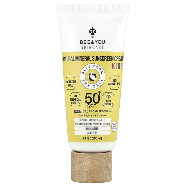 Bee & You, Хүүхдийн, Natural Mineral Sunscreen Cream, SPF 50+, 2.7 fl oz (80 ml)