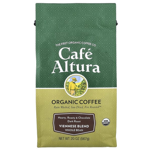 Cafe Altura, Organic Coffee, Viennese Blend, бүтэн Bean, Dark Roast, 20 oz (567 g)