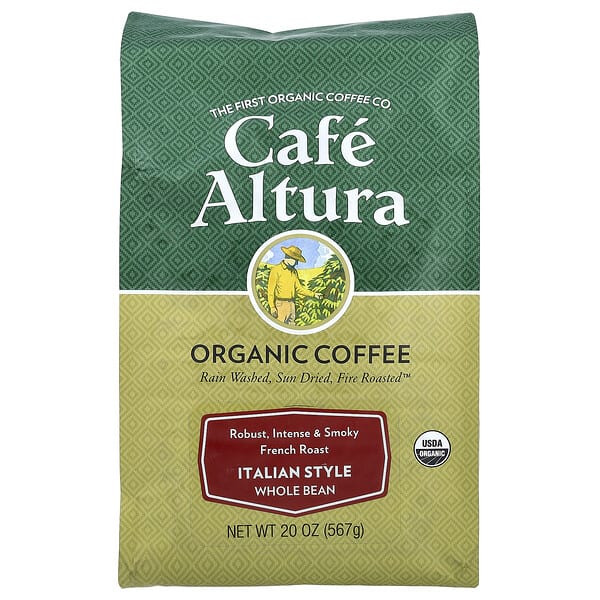 Cafe Altura, Organic Coffee, Italian Style, бүтэн Bean, French Roast, 20 oz (567 g)