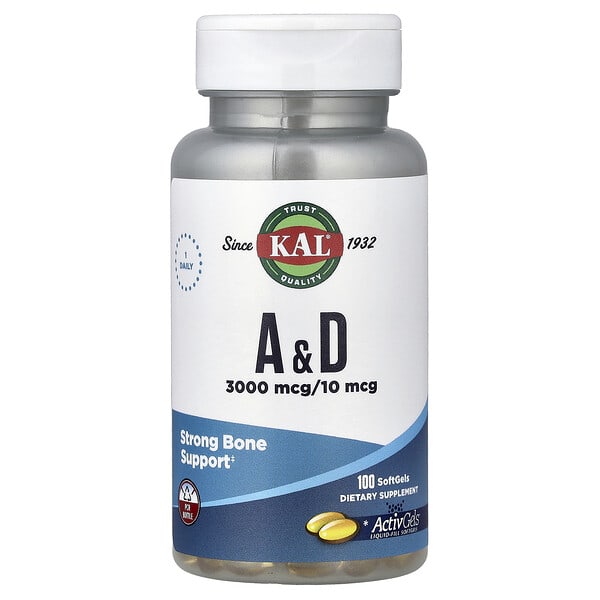 KAL, A & D, 100 зөөлөн капсул (Discontinued Item)