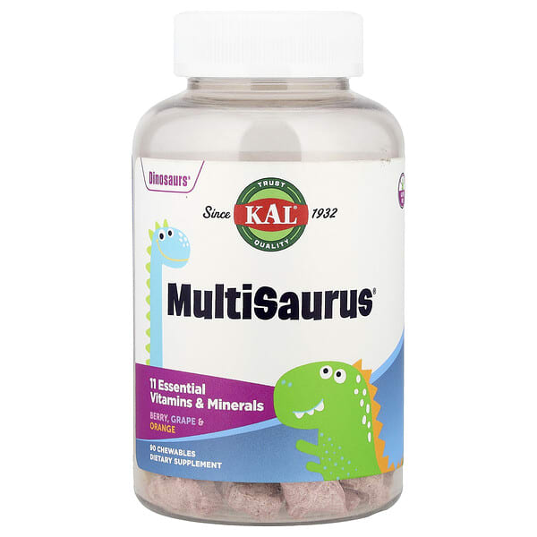 KAL, MultiSaurus®, жимс, Grape & Orange, 90 зажилдаг шахмал (Discontinued Item)