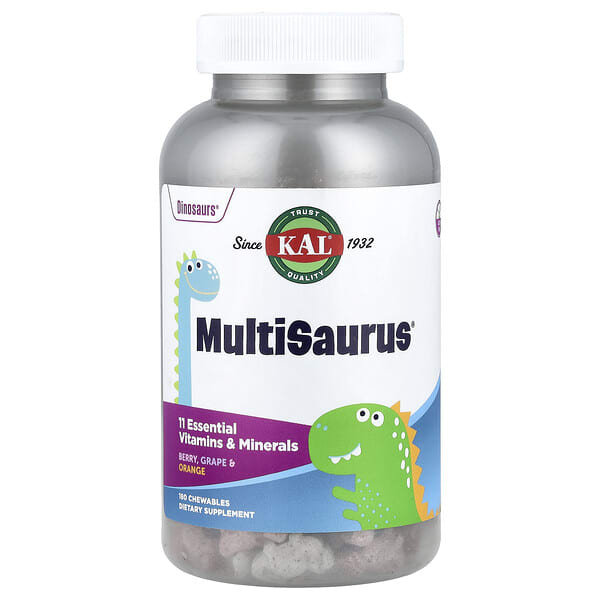 KAL, MultiSaurus®, жимс, Grape & Orange, 180 зажилдаг шахмал