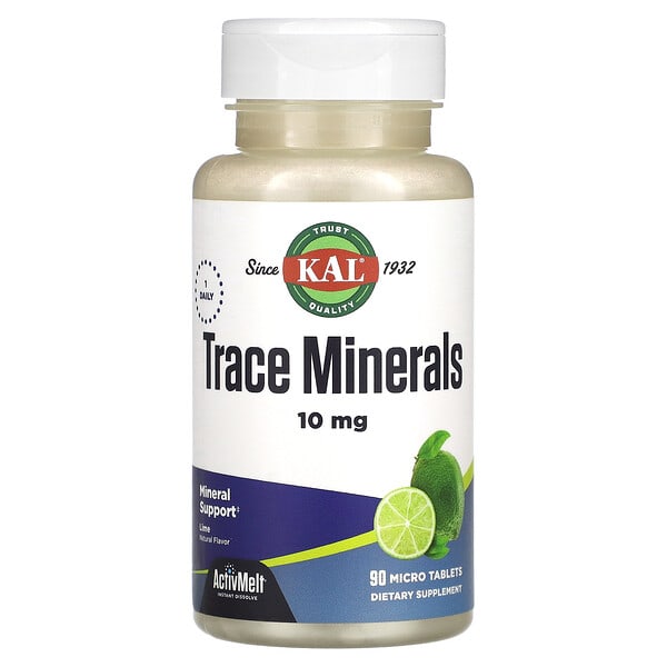 KAL, Trace Minerals, Lime, 10 мг, 90 Micro шахмал (Discontinued Item)