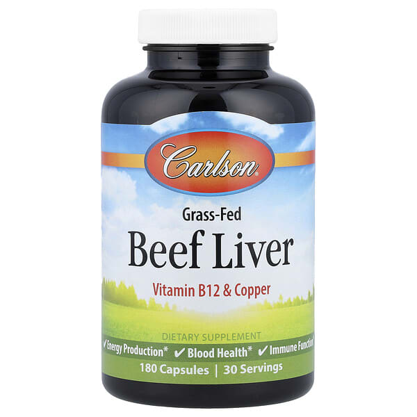 Carlson, Grass-Fed Beef Liver, 180 капсул