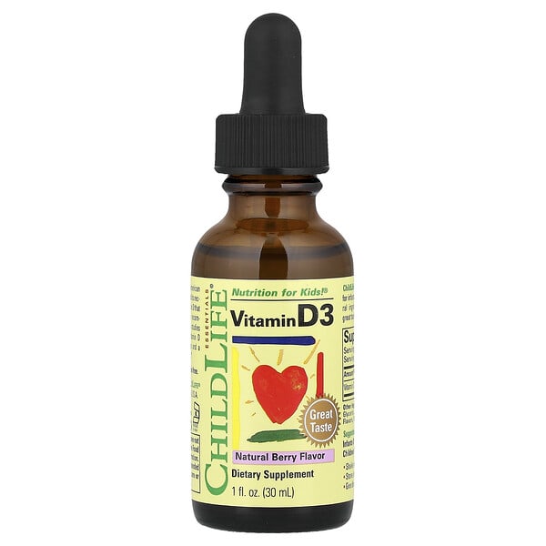 ChildLife Essentials, Витамин D3, байгалийн жимс, 12.5 мкг (500 IU), 1 fl oz (30 ml)