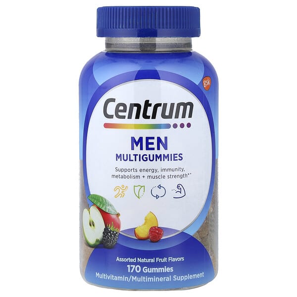 Centrum, Men Multigummies, Assorted Natural Fruit, 170 чихэр