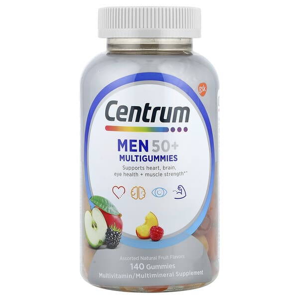 Centrum, Men 50+ Multigummies, Assorted Natural Fruit, 140 чихэр