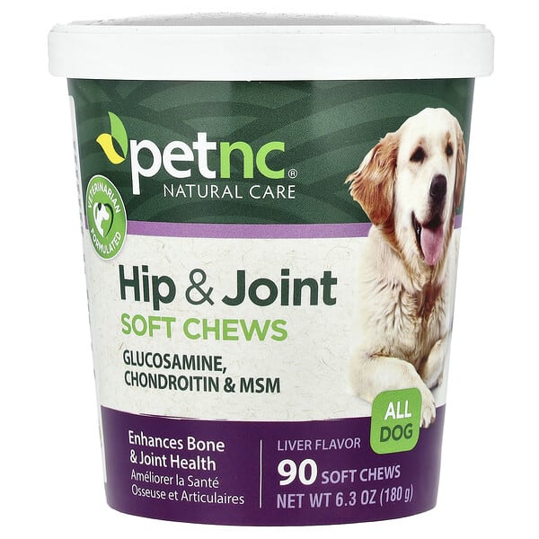 petnc NATURAL CARE, Hip & Joint Soft Chews, All Dog, Liver, 90 Soft Chews, 6.3 oz (180 g)