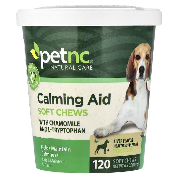 petnc NATURAL CARE, Calming Aid Soft Chews, For Dog, Liver, 120 Soft Chews, 6.3 oz (180 g)