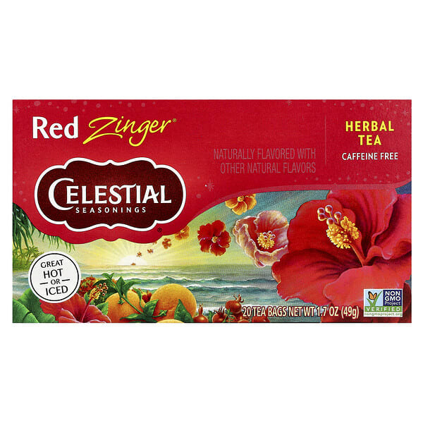 Celestial Seasonings, Herbal Tea, Red Zinger®, Caffeine Free, 20 Tea Bags, 1.7 oz (49 g)