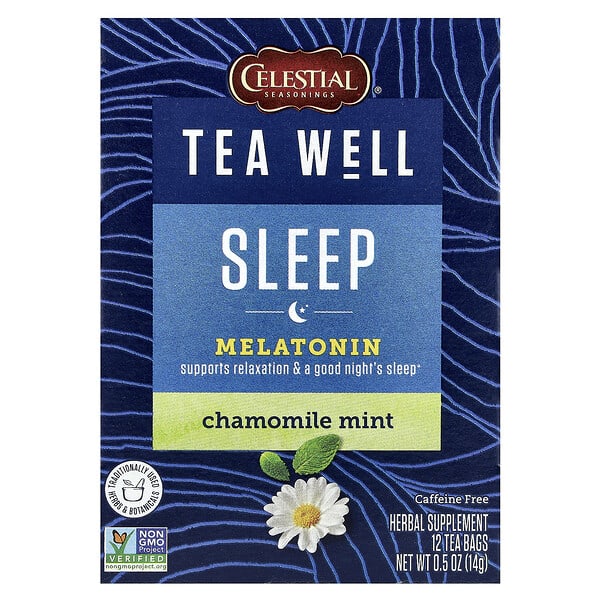 Celestial Seasonings, Tea Well, Sleep, Chamomile Mint, Caffeine Free, 12 Tea Bags, 0.5 oz (14 g)