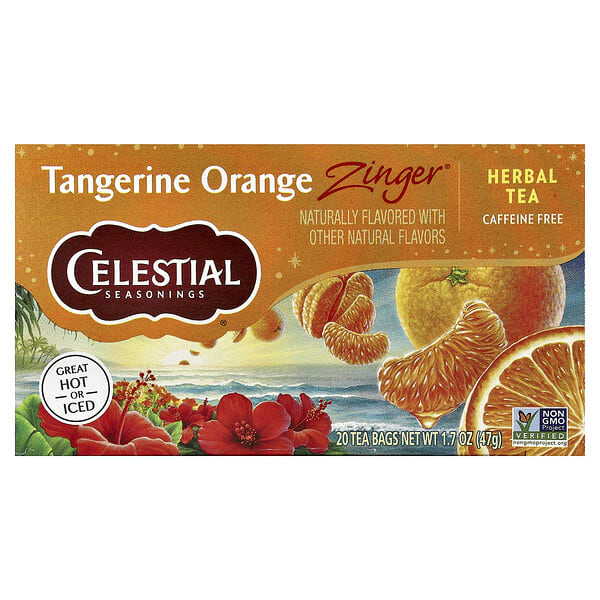 Celestial Seasonings, Herbal Tea, Tangerine Orange Zinger®, Caffeine Free, 20 Tea Bags, 1.7 oz (47 g)