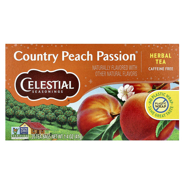 Celestial Seasonings, Herbal Tea, Country Peach Passion®, Caffeine Free, 20 Tea Bags, 1.4 oz (41 g)