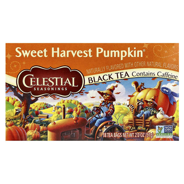 Celestial Seasonings, Black Tea, Sweet Harvest Pumpkin, 18 Tea Bags, 2 oz (57 g) (Discontinued Item)