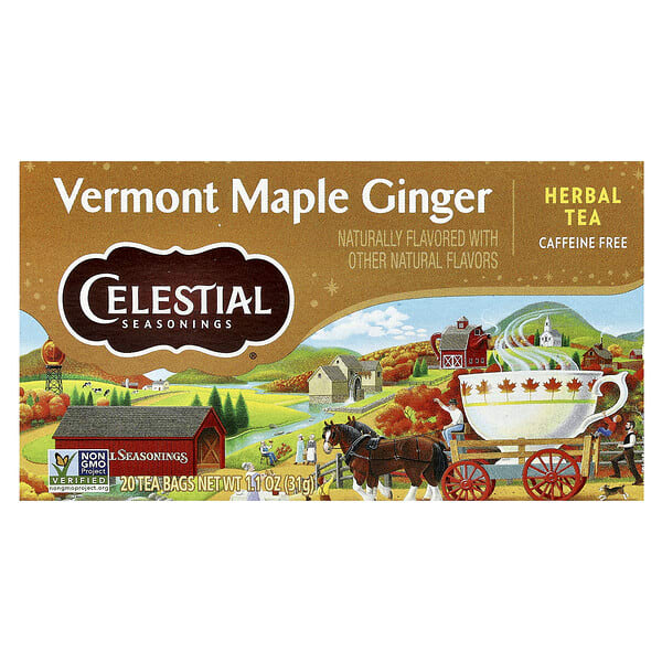Celestial Seasonings, Herbal Tea, Vermont Maple Ginger, Caffeine Free, 20 Tea Bags, 1.1 oz (31 g) (Discontinued Item)