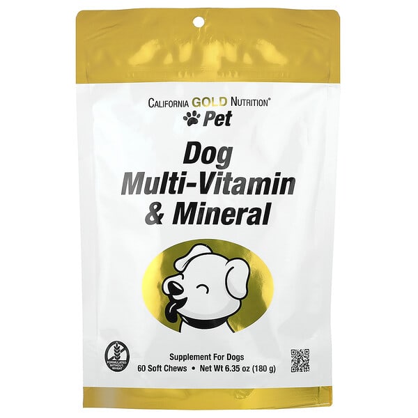 California Gold Nutrition, Pet, Dog Multi-Витамин & Mineral, 60 Soft Chews, 6.35 oz (180 g)