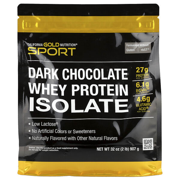 California Gold Nutrition, Sport, Whey уургийн изолят, Dark Chocolate , 2 lb (907 g)