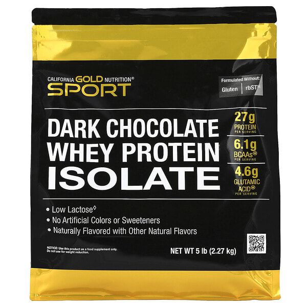 California Gold Nutrition, Sport, Whey уургийн изолят, Dark Chocolate, 5 lb (2.27 kg)