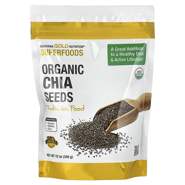 California Gold Nutrition, Superfoods, органик Chia үр, 12 oz (340 g)