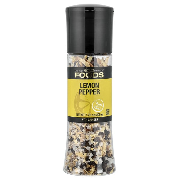 California Gold Nutrition, Foods, Lemon Pepper — Grinder, 7.23 oz (205 g) (Discontinued Item)