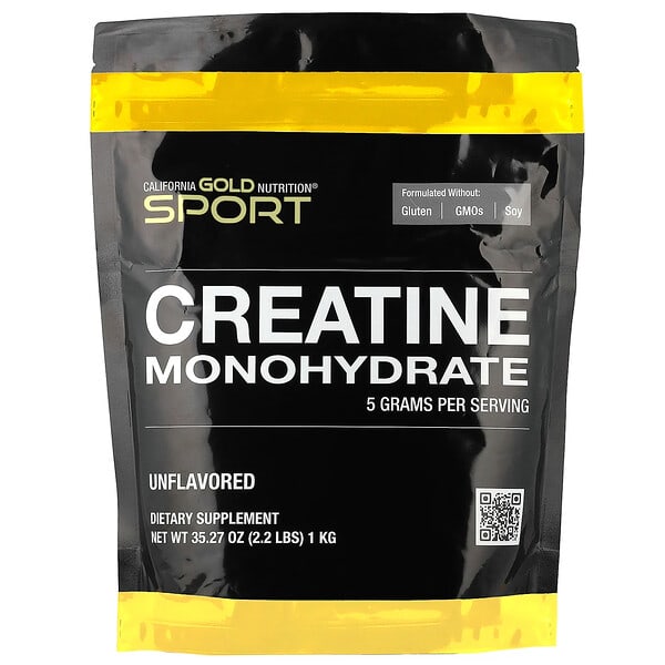 California Gold Nutrition, Sport, цэвэр креатин моногидрат, амтгүй, 2.2 lbs (1 kg)