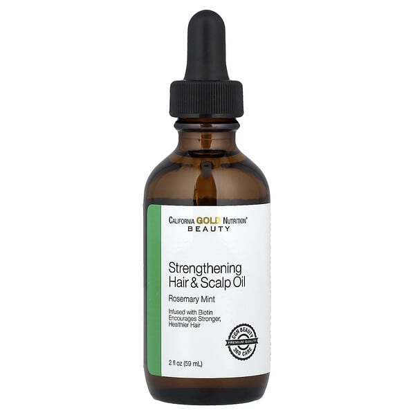 California Gold Nutrition, Strengthening Hair & Scalp Oil, Биотин, Rosemary Mint, 2 fl oz (59 ml)