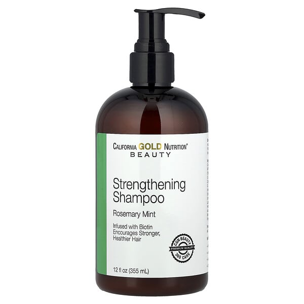 California Gold Nutrition, Beauty, Strengthening Shampoo, Биотин, Rosemary Mint, 12 fl oz (355 ml)