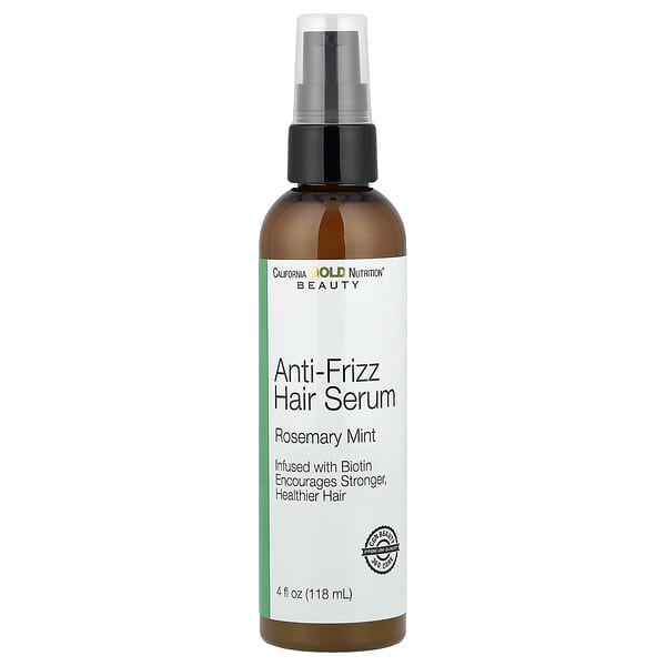 California Gold Nutrition, Beauty, Anti-Frizz Hair сыворотка, Биотин, Rosemary Mint, 4 fl oz (118 ml)