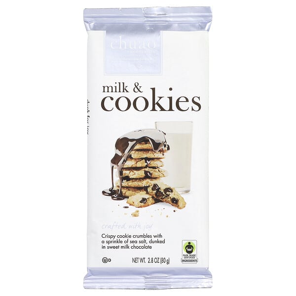 Chuao Chocolatier, Milk Chocolate Bar, Milk & Cookies, 2.8 oz (80 g)