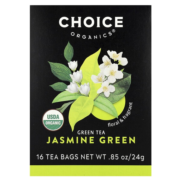 Choice Organics, ногоон цай, Jasmine Green, 16 Tea Bags, 0.85 oz (24 g) (Discontinued Item)