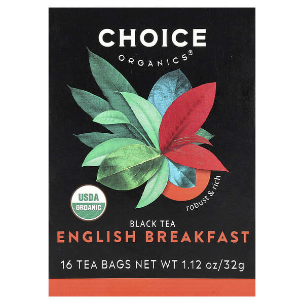Choice Organics, Black Tea, English Breakfast, 16 Tea Bags, 1.12 oz (32 g)