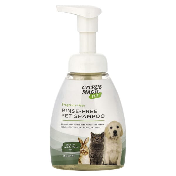 Citrus Magic, Pet, Rinse-Free Pet Shampoo, Fragrance-Free, 8 fl oz (236 ml)
