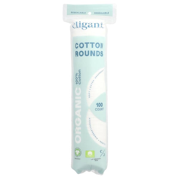 Cliganic, Organic Cotton Rounds, 100 ширхэг