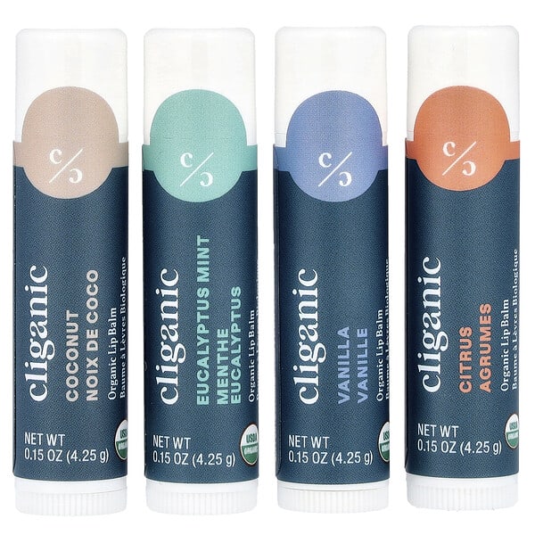 Cliganic, Organic Lip Balm Set, Sweet Bliss, 4 Pack, 0.15 oz (4.25 g) Each
