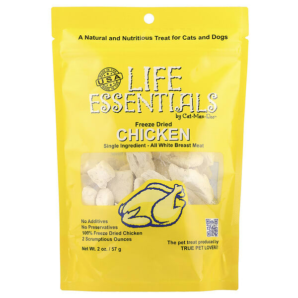 Cat-Man-Doo, Life Essentials, Freeze Dried Chicken, For Cats ба Dogs, 2 oz (57 g)
