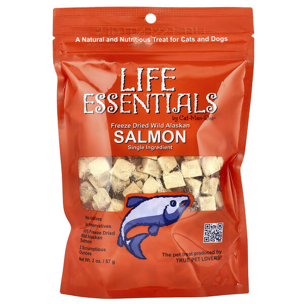 Cat-Man-Doo, Life Essentials, Freeze Dried Wild Alaskan Salmon, For Cats ба Dogs, 2 oz (57 g)