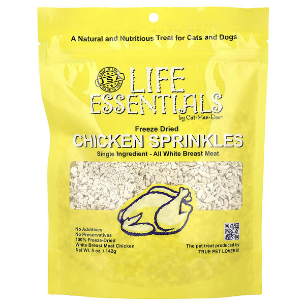 Cat-Man-Doo, Life Essentials, Freeze Dried Chicken Sprinkles, For Cats ба Dogs, 5 oz (142 g)