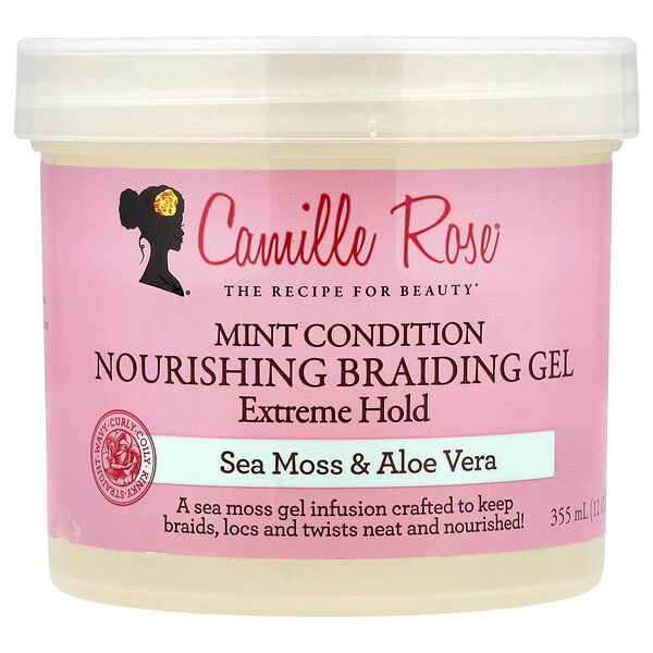 Camille Rose, Mint Condition Nourishing Braiding Gel, Extreme Hold, Sea Moss & Aloe Vera, 12 oz (355 ml)