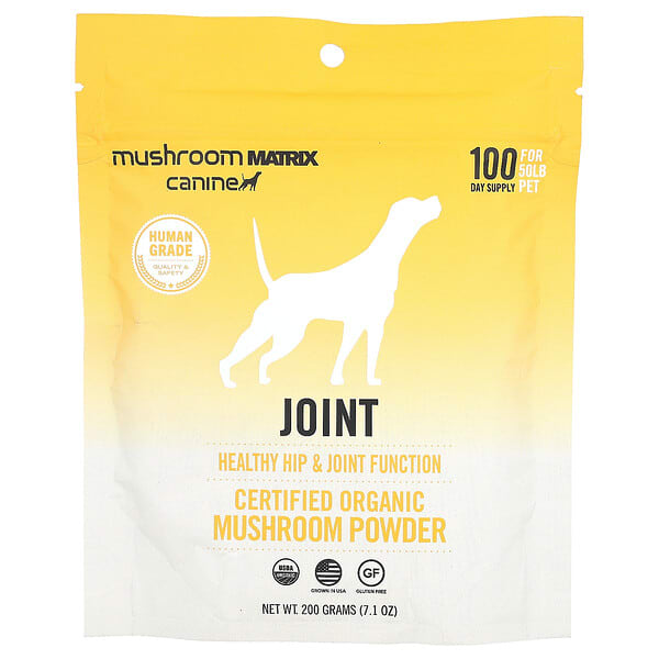 Mushroom Matrix Canine, Joint, Certified Organic Mushroom Powder, For 50 lb Pet, For Dogs ба Cats, 7.1 oz (200 g) (Discontinued Item)