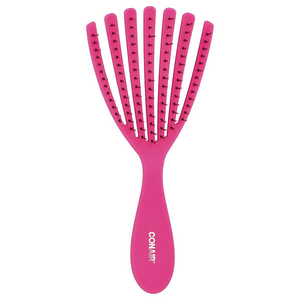 Conair, Detangle Delight™ Hair Brush, For Curly & Wavy Hair Types, Pink, 1 Brush
