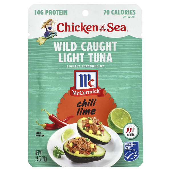 Chicken of the Sea, Wild Caught Light Tuna, Chili Lime, 2.5 oz (70 g)